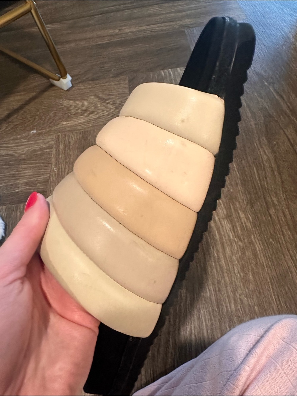 ROAM Women’s Padded Slide Sandals in Cream and Black - Picture 4 of 6